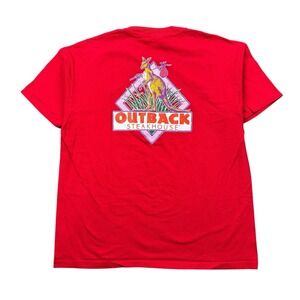 Vtg 90's Outback Steakhouse T Shirt Men XL Red Kangaroo Single Stich Made In USA